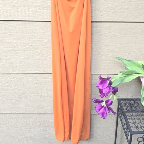 Parade silky mesh Golden Hour orange bare midriff maxi dress coverup s small - Picture 4 of 7
